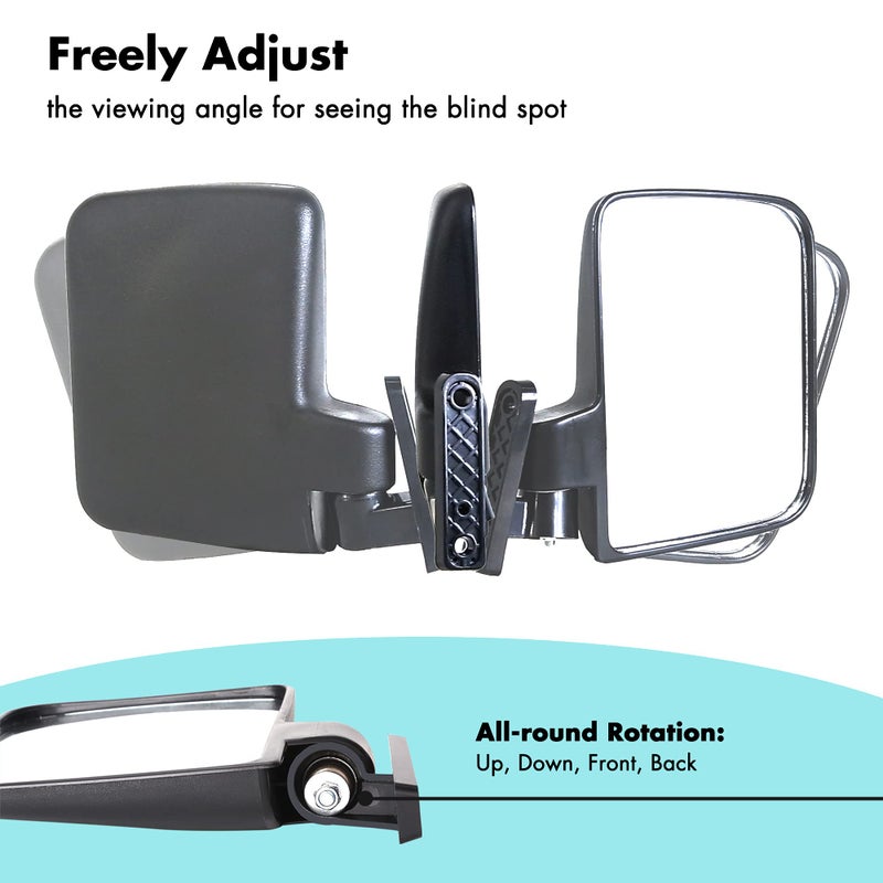 10L0L Golf Cart Side Mirrors Compatible with Yamaha Club Car EZ-GO and Others Round or Square Tube Golf Cart Roof Bracket  No-drilling Required (Option) - Image 5